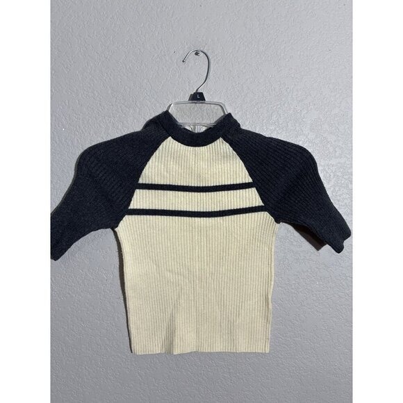 BDG Sweater Womens size XS Raglan Ribbed Knit Top Cream & Black Striped - Picture 1 of 9